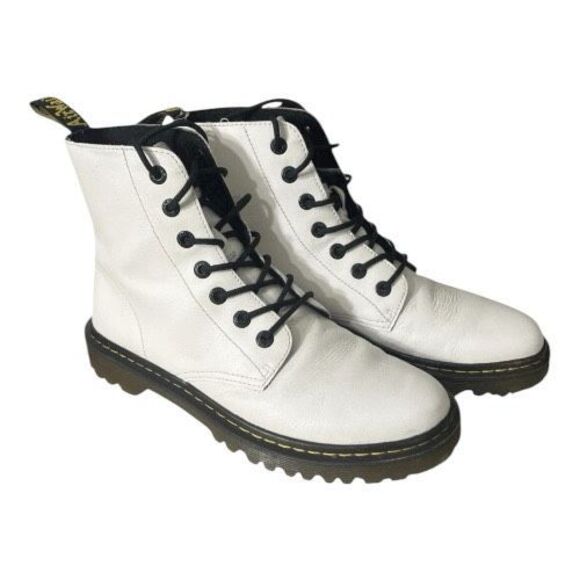 Dr. Martens Women Size 11 Luana White Black Boots Lace Up Combat Round Toe AW004 - Picture 11 of 11